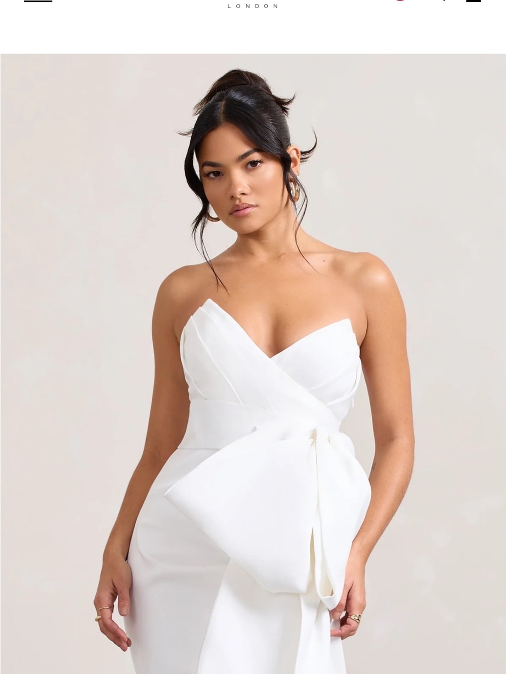 Club L London White Bandeau Mini Dress With Oversized Bow